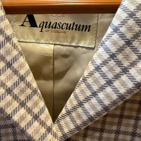 Vintage Aquascutum London 100% Wool Checkered Blazer Size 10/42 - Picture 3 of 12